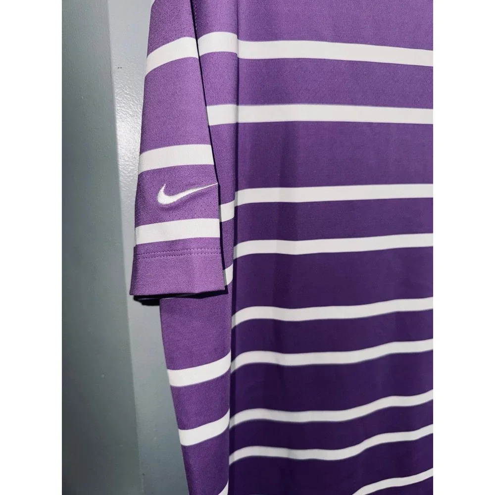 Nike Golf Dri-fit purple white stripe short sleeve‎ polo XL 400771-525